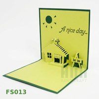ANN HANDICRAFT Tarjeta de Felicitación Pop-Up 3D Hecha a Mano de Alta Calidad con Grabado Láser, Diseño de Casa, para Regreso a Clases, con Barnizado Mate y Estampado en Caliente