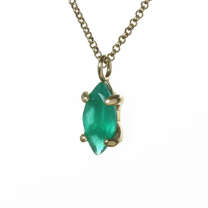 <b>Top</b> Quality Solid 925 Sterling <b>Silver</b> 100% Natural Green Onyx Faceted Marquise Cut Gemstone Fine Pendant Rhodium Chain Necklaces - Product Image 5