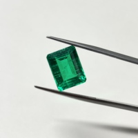 Certificado de Piedra de Esmeralda Sintética de 10x8 mm y 3 Quilates, Forma Octogonal Hidrotermal, Esmeralda Colombiana Cultivada en Laboratorio