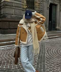 Chaqueta de Forro Polar para Mujer, de Invierno, Casual, Sólida, de Manga Larga, con Cuello Alto, de Alta Calidad, Abrigo Cálido de Cuero para Damas - Product Image 4