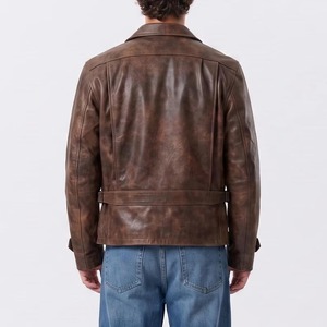 Men <b>Vintage</b> Brown Leather <b>Jacket</b>, Distressed Real Leather Coat, Classic Retro <b>Bomber</b> <b>Jacket</b>, Handmade Casual Leather Outerwear - Product Image 4
