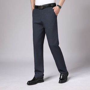 Pantalon de costume droit léger à rayures pour homme, taille haute, formel, pour le bureau et les trajets quotidiens - Product Image 1