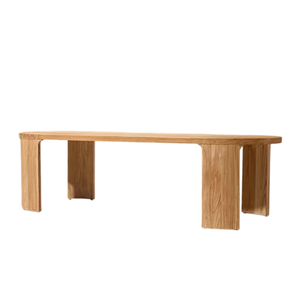 Contemporary Oval <b>Outdoor</b> Dining <b>Table</b> Solid Teak Wood <b>Rounded</b> Edge Durable Construction for Resort Villa and Hotel Dining - Product Image 3