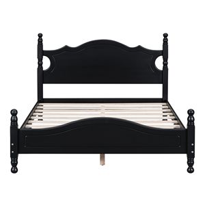 Full Size Retro Style Wood <b>Platform</b> <b>Bed</b> <b>Frame</b> with Black Wooden Slat Support - Product Image 3