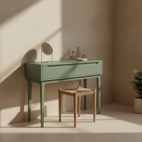 Table console ronde moderne en chêne massif avec 2 tiroirs, meubles écologiques pour salon et salle à manger, pour espaces modernes