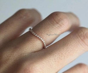 Minimalist Trendy Wedding Band Lab Grown Diamond 14K Rose <b>Silver</b> Diamond Wave <b>Ring</b> Moissanite <b>Eternity</b> Band Wedding Anniversary - Product Image 3