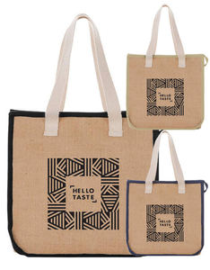 Sacs fourre-tout en jute écologiques de taille moyenne avec œillets, motif lettres, pliables, personnalisables, avec poignée en corde réglable, pour courses et supermarché - Product Image 4