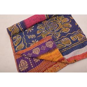 Soft Cotton Kantha Gudri Printed Vintage Washable Reversible <b>Handmade</b> <b>Quilt</b> Bedspread for Bedroom and Living Room Decor - Product Image 5