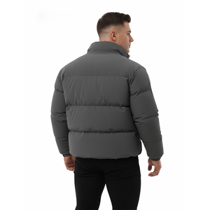 เสื้อแจ็คเก็ตพัฟเฟอร์สีเทาสำหรับผู้ชาย คอสูง อุ่นหนาสำหรับฤดูหนาว ทรงเข้ารูป ซิปหน้า สไตล์ลำลอง เหมาะสำหรับใส่เที่ยวข้างนอกและสตรีทแวร์ - Product Image 5