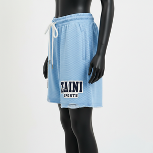 Shorts pour femmes en polyester respirant 160 GSM, bleu clair, avec broderie et logo personnalisé. - Product Image 3