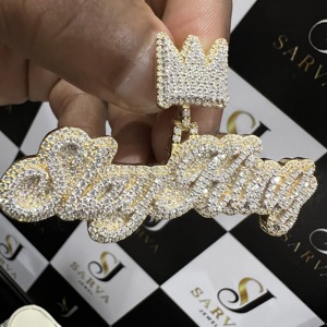 Colgante de Plata S925 con Diamante Moissanita VVS, Estilo Hip Hop, con Iniciales, para Unisex - Product Image 5