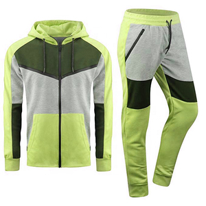 Blank 400 <b>GSM</b> 100% Cotton Fleece Heavyweight Sweat Suit Custom logo Tracksuit <b>Hoodies</b> Zipper and Jogger Set for Men Training - Product Image 1