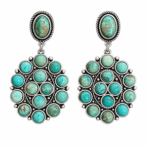 Pendientes Colgantes de Turquesa Estilo Western, Joyería Vintage de Plata Hecha a Mano para Mujer, Regalo de Moda - Product Image 4