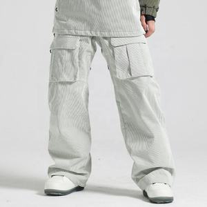 Pantalones de esquí de pana impermeables para hombre y mujer, pantalones holgados de snowboard, pantalones térmicos cargo para invierno, pantalones de nieve de pierna ancha para actividades al aire libre - Product Image 4