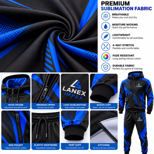 Survêtement de sport personnalisé haut de gamme par sublimation pour équipes sportives – Ensemble veste et pantalon d'entraînement respirant - Product Image 5