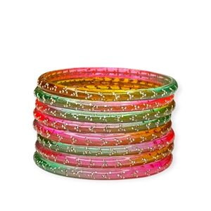 Bracelets légers multicolores en verre de Kachemir, sertis de pierres, plaqués or, élégants, scintillants, pour mariage, prix de gros - Product Image 3