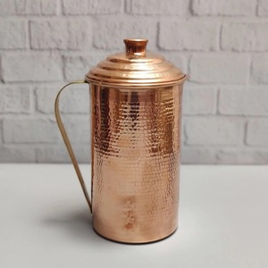 Pichet en cuivre martelé avec couvercle, carafe à eau vintage en métal pour boissons, idéal pour les fêtes, design durable - Product Image 4