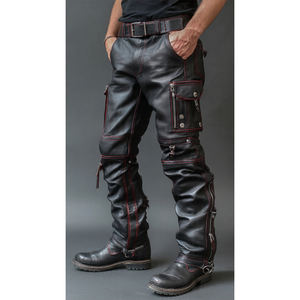 Pantalon de moto en cuir imprimé pour homme, grande taille, été/hiver, pour motard - Product Image 6