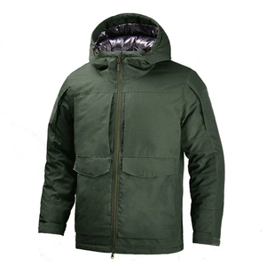Veste matelassée à capuche noire pour homme, coupe-vent, rembourrage en polyester, fermeture éclair, coupe classique, hiver, décontractée - Product Image 3