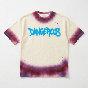 Premium Men's Airbrush <b>Spray</b> Dye T-Shirt Custom Graffiti Font Print Heavyweight Cotton Tee Blanks Wholesale - Product Image 1