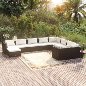 Conjunto Modular de Muebles de Jardín en Ratán Sintético Negro, Elegante Mobiliario de Exterior - Product Image 1