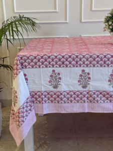Mantel Clásico Floral de Algodón y Lino Hecho a Mano, Lavable, Decoración para el Hogar, Mantel con Patrón Rosa y Blanco, Cubierta para Mesa de Comedor - Product Image 2