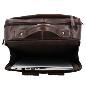 Mochila Unisex de Lujo para Portátil, Gran Capacidad, Cuero Genuino, Forro de Lona con Paneles Elegantes, Cierre de Cremallera Cómodo - Product Image 6