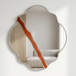 Designer Oval Wall <b>Mirror</b> 23.5" x 21.5"Inch |Contemporary Stylish Glass <b>Mirror</b> |Decorative <b>Mirror</b> for Home Interior Living Room - Product Image 2