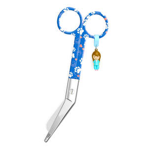 Tijeras Quirúrgicas de Acero Inoxidable con Punta Redondeada, Certificadas por MOL, con Diseño de Perros Azules, para Enfermería Manual - Product Image 1