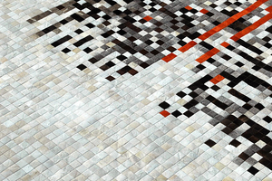 Tapis rectangulaire en cuir de vache patchwork, moderne, fait main, avec dos antidérapant en caoutchouc, décoration de salon - Product Image 2