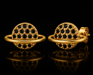 Pendientes de Saturno Chapados en Oro con Circonita, Plata de Ley 925, Joyería Delicada para Mujer, para Fiestas y Uso Diario - Product Image 3