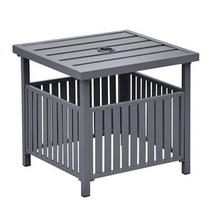 Outdoor Leisure Square Steel Bistro Dining <b>Table</b> with <b>Umbrella</b> Hole Patio Coffee <b>Table</b> for Porch Backyard Garden - Product Image 3