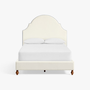 Cama Suave Tamaño Queen con Base de Plataforma y Cabecera Tapizada Ondulada, Diseño Tradicional, Patas de Madera Maciza - Product Image 4