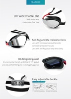 Gafas de Natación SAEKO con Lentes de PC Espejadas Negras de Visión Amplia, Correa Elástica, Ajuste Cómodo, Deportivas, Certificadas ISO, para Exteriores