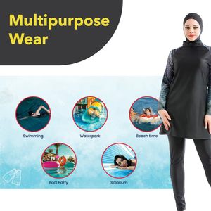 Custom Women Modest Burkini Swimwear <b>3</b> <b>Piece</b> Hijab Full Coverage OEM Bulk Wholesale - Product Image 3