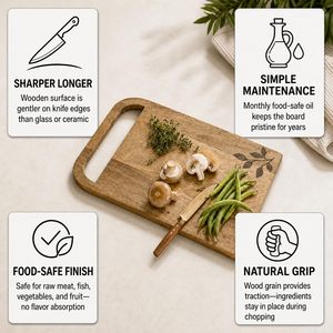 Tabla de Cortar de Bambú Más Vendida, Diseño Cuadrado Elegante, No Tóxica, Duradera para la Cocina Diaria - Product Image 6