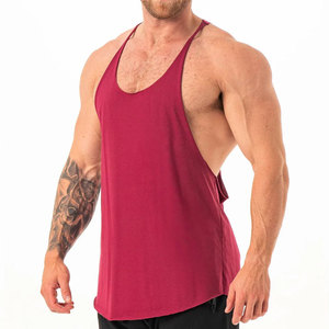 Camiseta Deportiva sin Mangas al por Mayor, de Alta Calidad, Corte Lateral Holgado, Jersey de Algodón Elástico, Color Sólido, Ropa de Gimnasio - Product Image 2