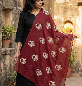 Pañuelo/Chal Largo y Grande de Algodón Chifón Voile con Bordado Floral de Pedrería, Transpirable y Suave, para Mujeres Musulmanas Africanas - Product Image 1