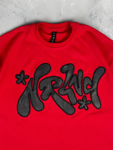 New Arrival Red Oversized Men's T-Shirt Short Sleeve O-Neck Streetwear Jersey Cotton Letter Print Front Logo Design - Product Image 5