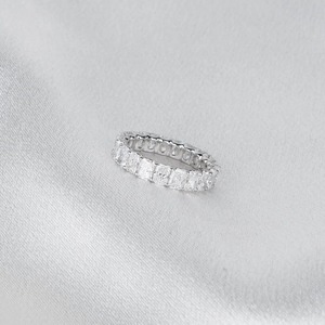 4.20ct Radiant Lab Grown Diamond Eternity Band Full <b>Circle</b> Wedding <b>Ring</b> Stackable Gold Anniversary Gift for Bridal Jewelry - Product Image 6