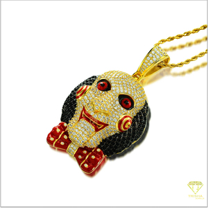 Colgante de máscara de payaso VVS Lab Grown Diamond 925 Collar de plata esterlina en Europa y América Street Style - Product Image 5
