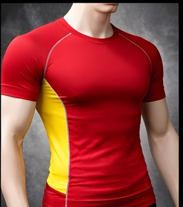 เสื้อยืดออกกำลังกายผู้ชาย ผ้าคอตตอนผสมสแปนเด็กซ์ ยืดหยุ่น ระบายอากาศได้ดี กระชับกล้ามเนื้อ แขนสั้น - Product Image 4