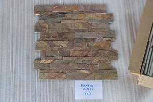 Paneles de Revestimiento de Pizarra Natural de Alta Presión, en Forma de Bloque, para Interiores y Exteriores, con Brillo Plateado y Detalles Negros - Product Image 3