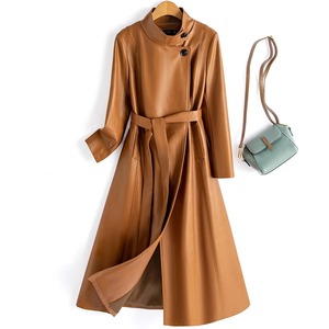 Premium Quality Real <b>Leather</b> Jackets For Women's Customize Cowhide <b>Leather</b> <b>Coat</b> Trendy Wholesale Sheepskin Long <b>Coats</b> - Product Image 1