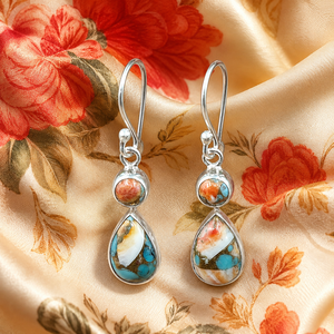 Boucles d'oreilles pendantes en turquoise naturelle, argent sterling 925, plaqué or rose et or jaune, bijoux bohèmes pour femmes - Product Image 6