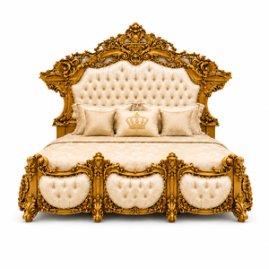 Juego de Muebles de Dormitorio de Lujo Estilo Turco, Juego de Muebles de Dormitorio Tallados en Oro de Lujo con Cama, Armario y Cómoda, EE. UU. - Product Image 2