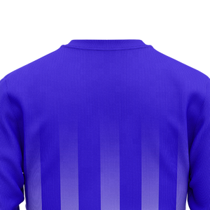 Sweat-shirt à col rond rayé bleu roi pour homme, impression de logo personnalisé sur la manche, pull à manches longues, haut d'entraînement d'équipe, vêtements d'hiver en gros - Product Image 5