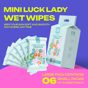 Toallitas Húmedas Femeninas Antibacterianas Extra Suaves Sin Fragancia de 15x20cm, Vietnam New 6 Mini Luck Lady Premium, para el Cuidado de la Piel - Product Image 3