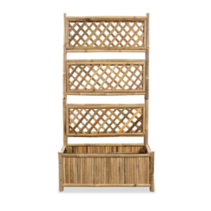 Bac à fleurs surélevé en bambou avec treillis, durable, pour plantes grimpantes, décoration de jardin extérieur, en provenance du Vietnam - Product Image 1