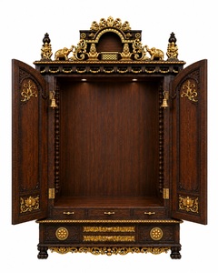 Temple traditionnel Gajalakshmi avec portes, luxueux temple traditionnel Gajalakshmi en teck sculpté avec portes, USA - Product Image 5